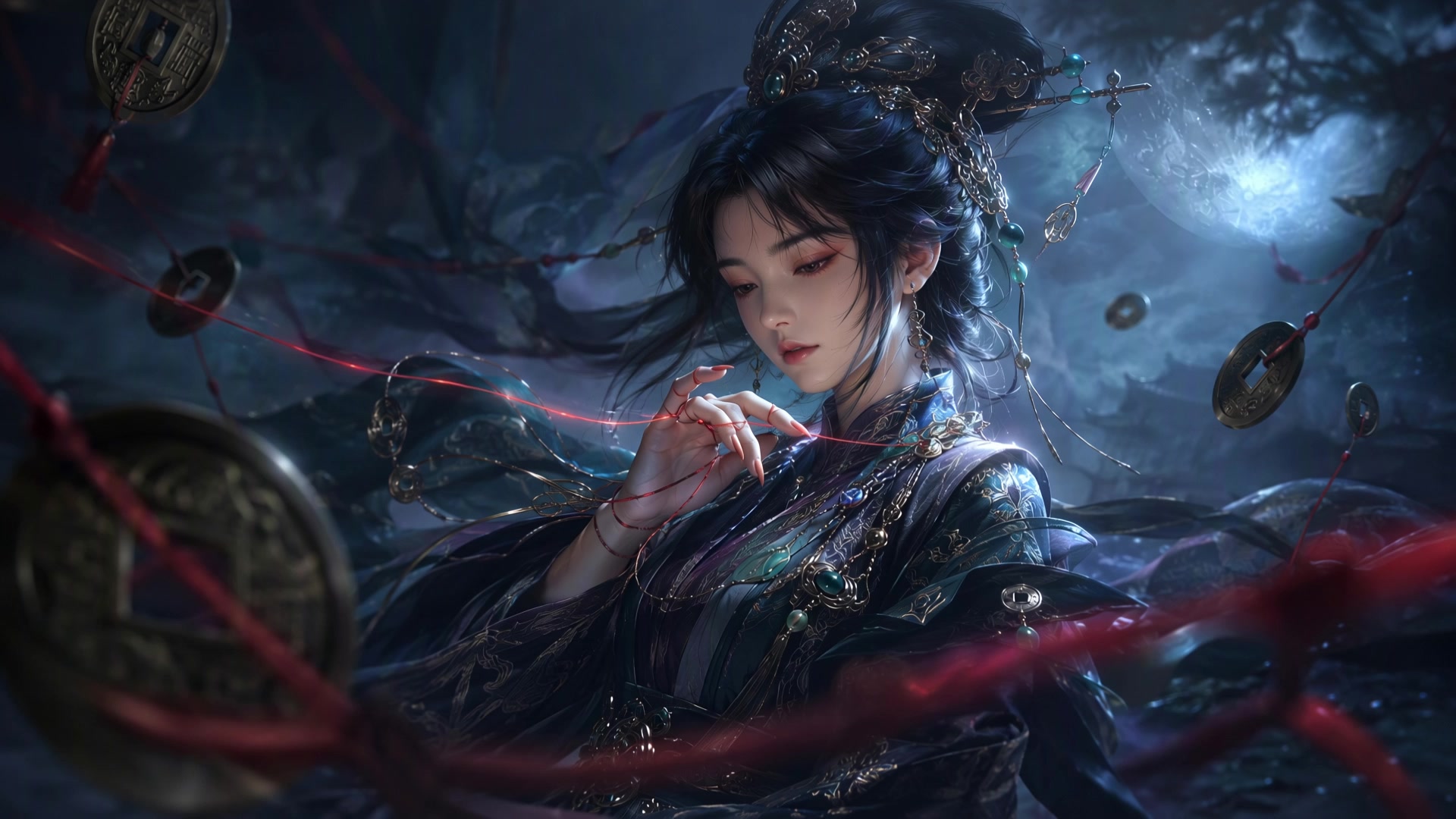 Fantasy heroine with ornate hair accessories